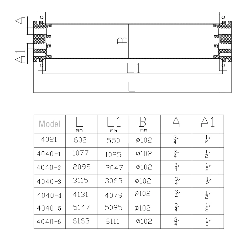 SS RO membrane housing drawing